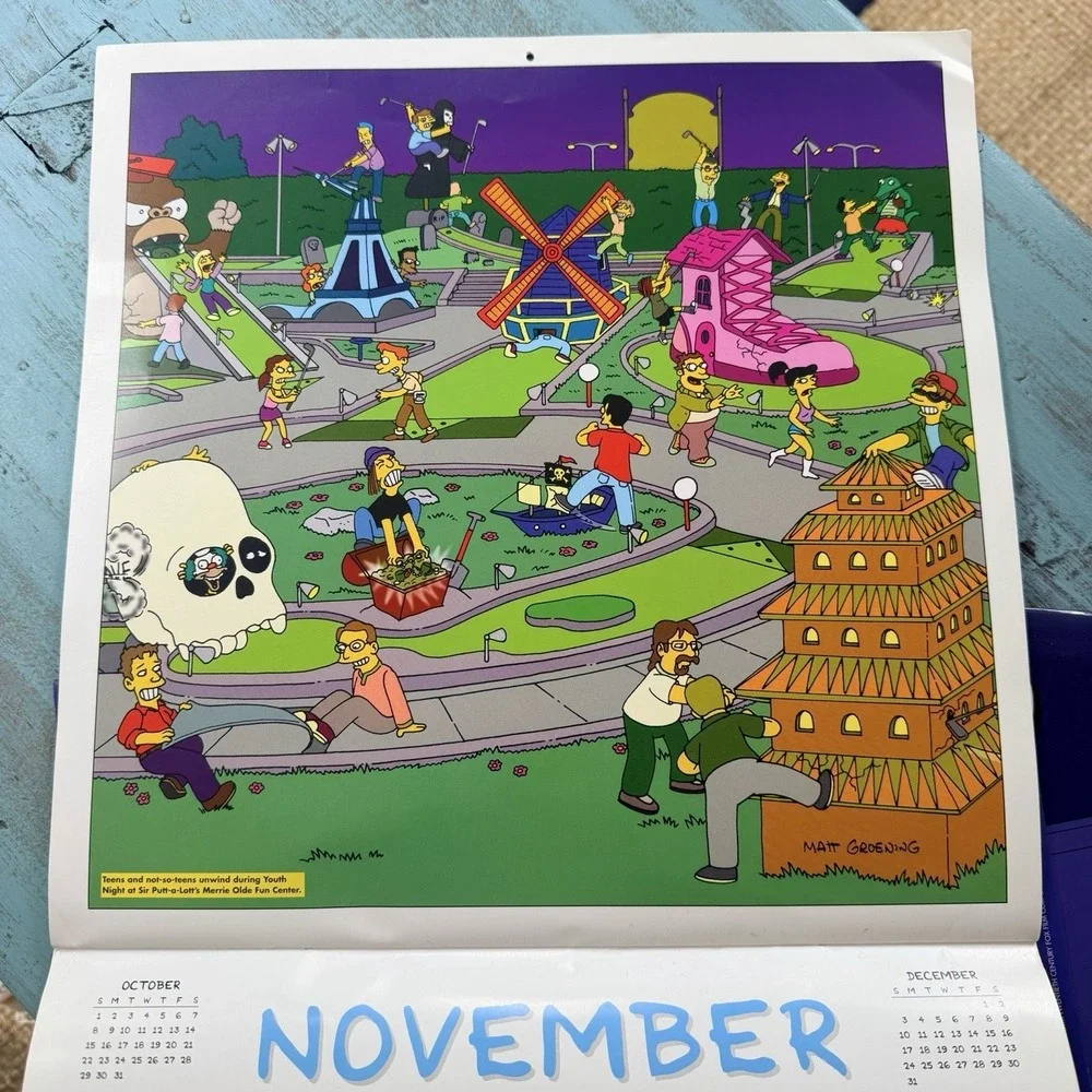 The Simpson's Vintage Calendar Lot 2000-2002 Matt Groening Bongo Fun Bart